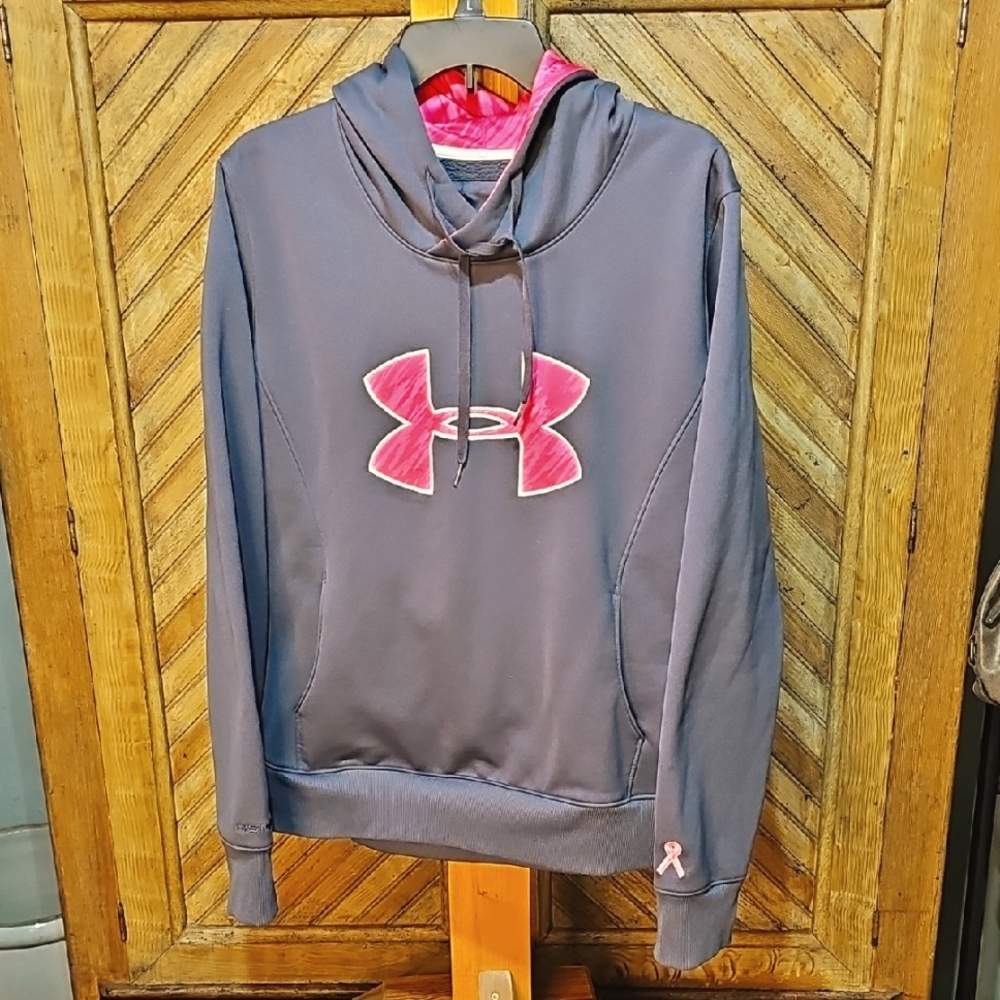 Under Armour Gray Hoodie with Pink Logo